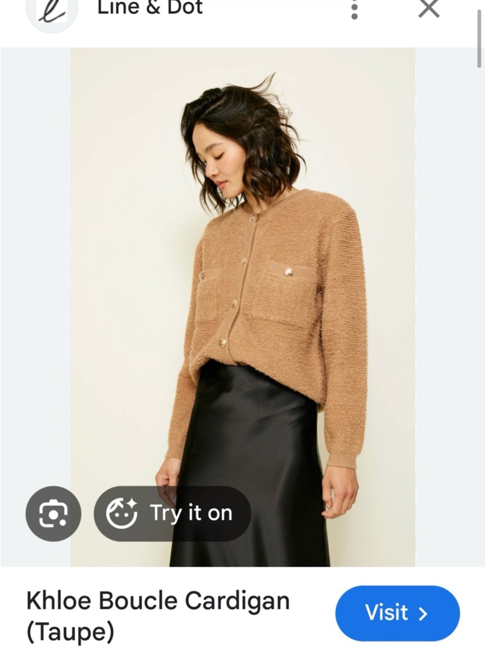 Line & Dot Khloe Boucle Cardigan in Taupe Brown